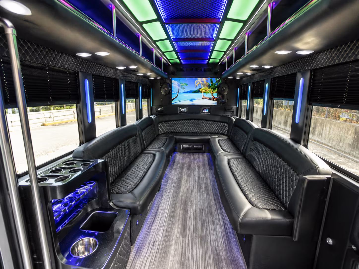 brandon 18 passenger party bus inside