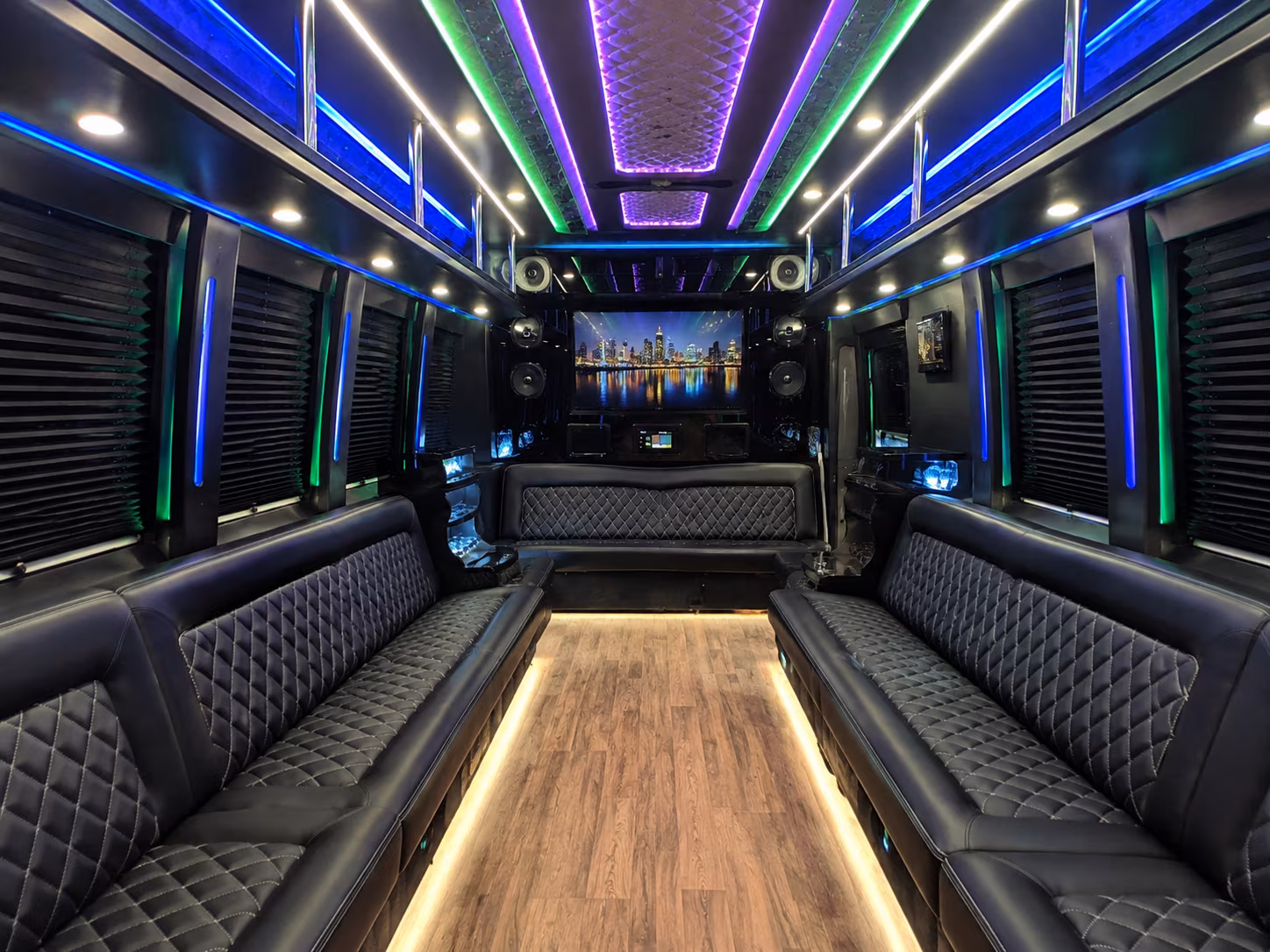 brandon 25 passenger party bus interior