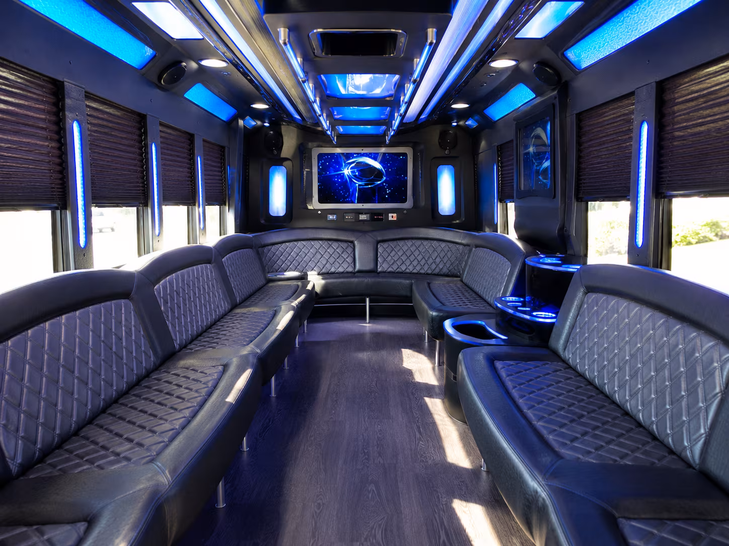 brandon 28 passenger party bus inside