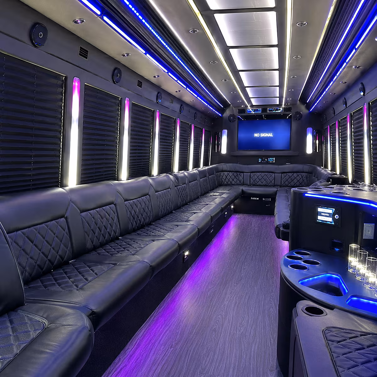 brandon 30 passenger party bus inside