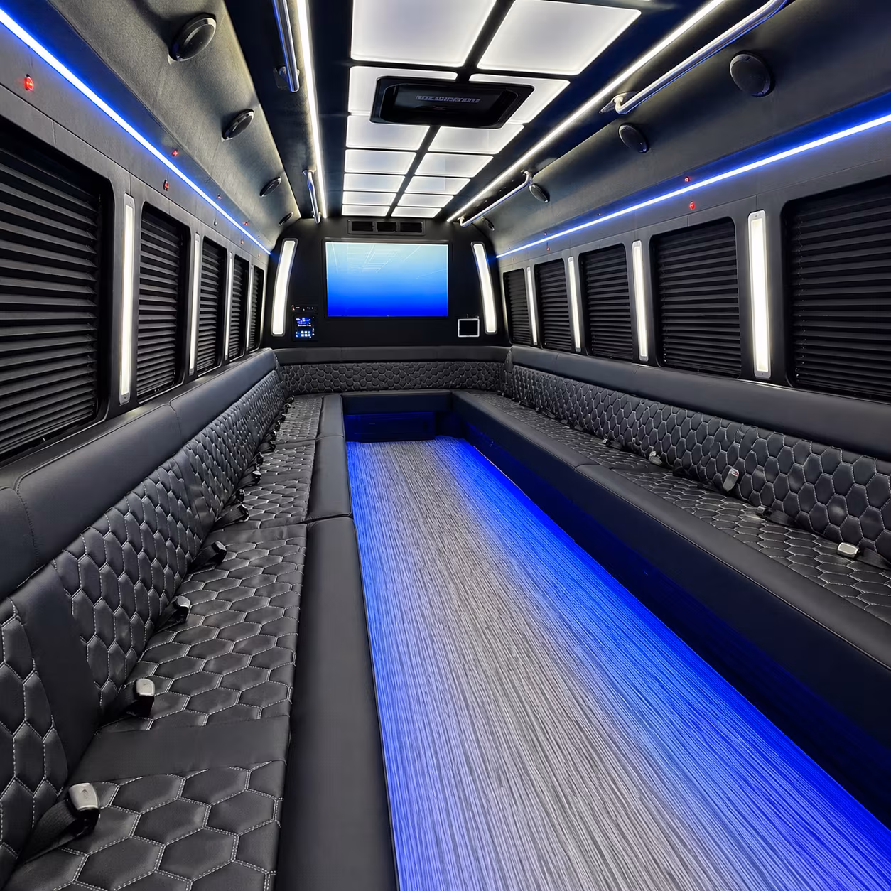 brandon 50 passenger party bus inside